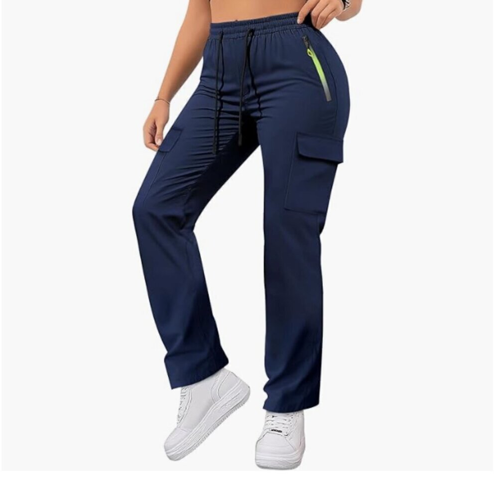 NWT Women's Drawstring Blue Cargo Pants Size Large